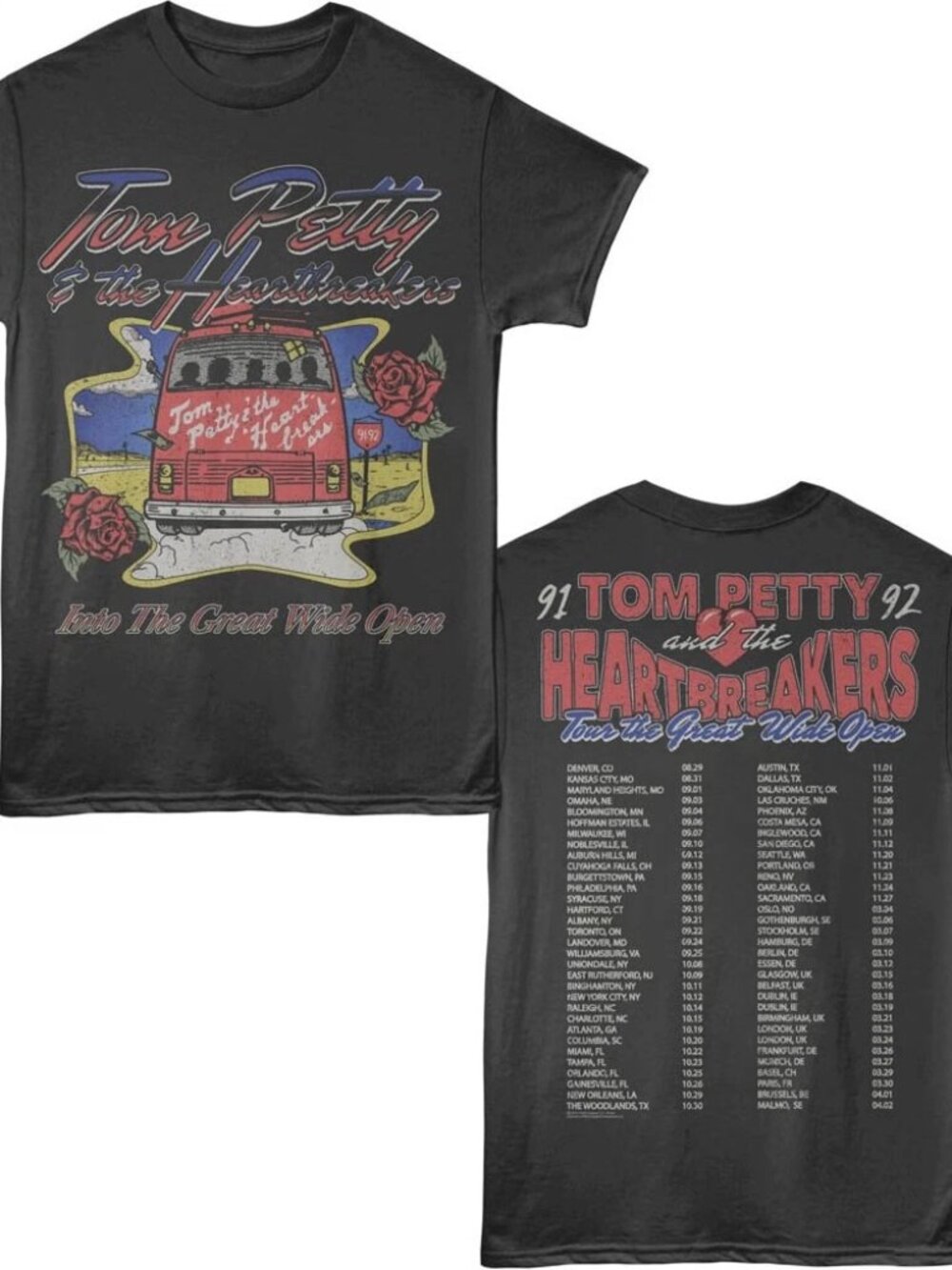 Tom Petty T Shirt Heartbreakers 91 -92 GREAT WIDE OPEN TOUR Rock Music New F&B